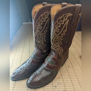 Lucchese 1883 men's sz 12D exotic chocolate brown  Teju Lizard leather Cowboy bo